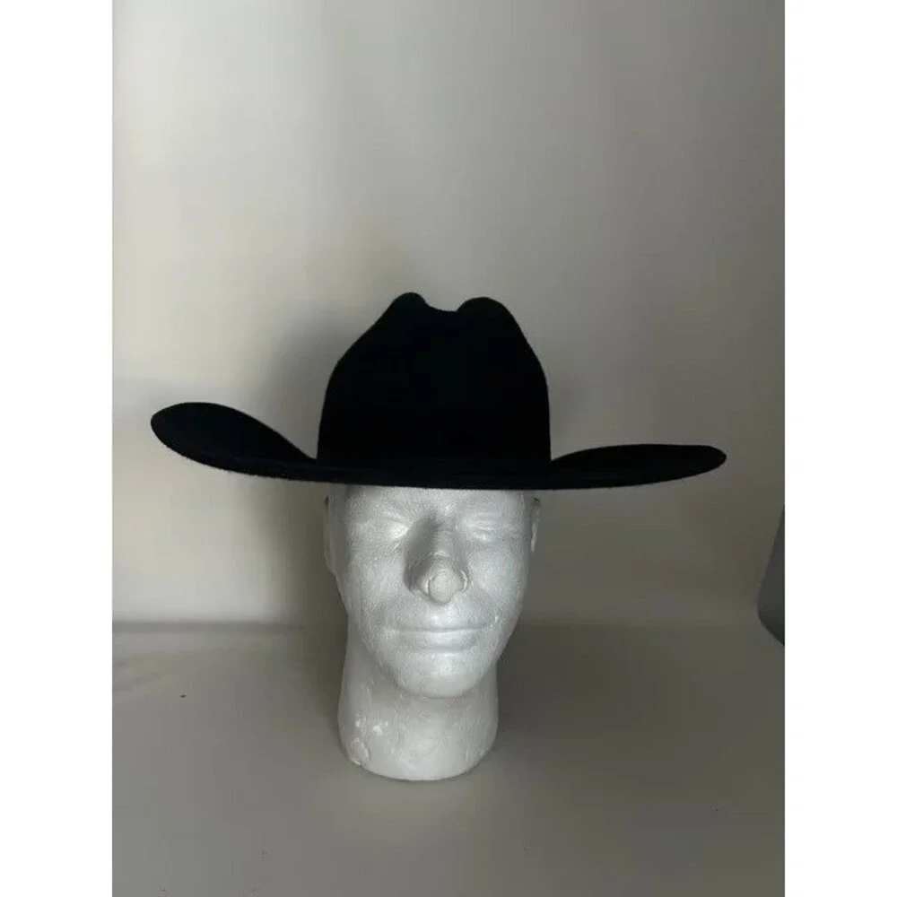 Resistol Western Cowboy Hat Youth One Size Black 100% Wool Felt Cattleman Crease